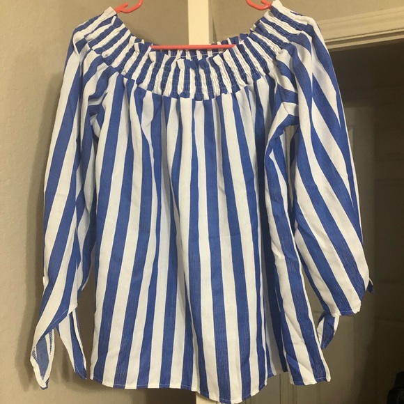 Women’s XL Striped Off Shoulder 3/4 Sleeve - Picture 1 of 3